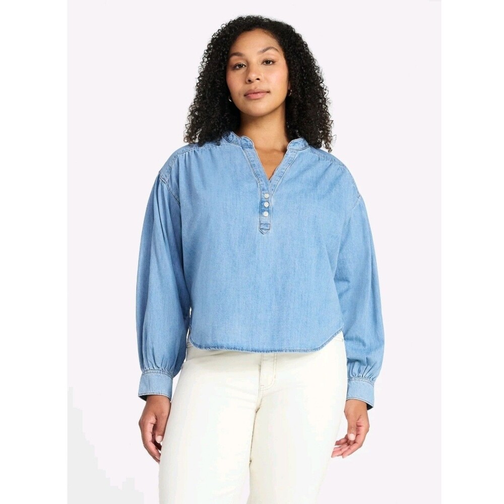 Time and Tru Denim Blouse Women's XXL NWT